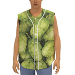 Fresh Hop Cone Print Sleeveless Baseball Jersey