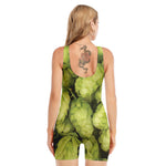 Fresh Hop Cone Print Sleeveless One Piece Swimsuit