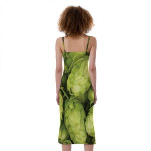 Fresh Hop Cone Print Slim Fit Midi Cami Dress