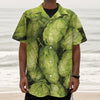 Fresh Hop Cone Print Textured Short Sleeve Shirt