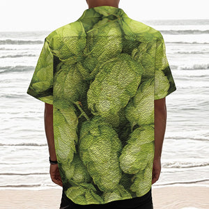 Fresh Hop Cone Print Textured Short Sleeve Shirt