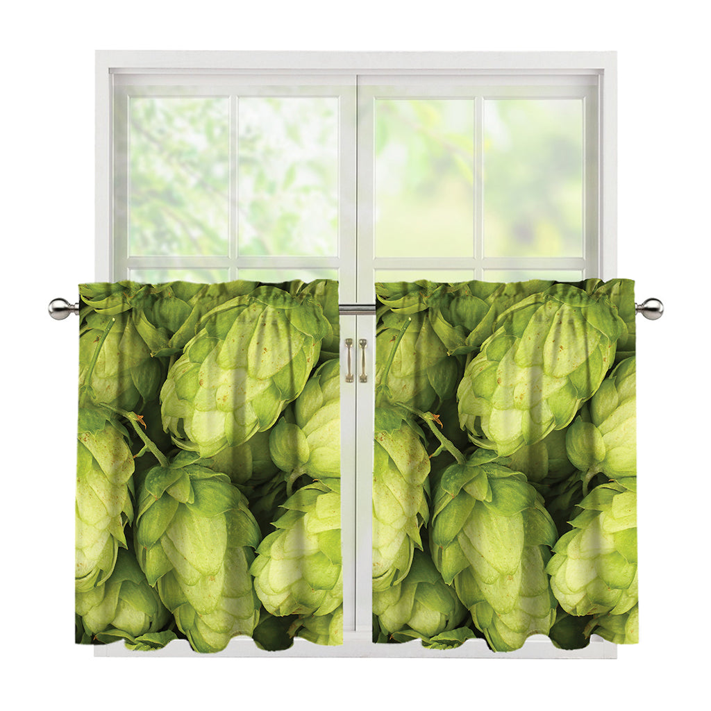 Fresh Hop Cone Print Tier Curtains
