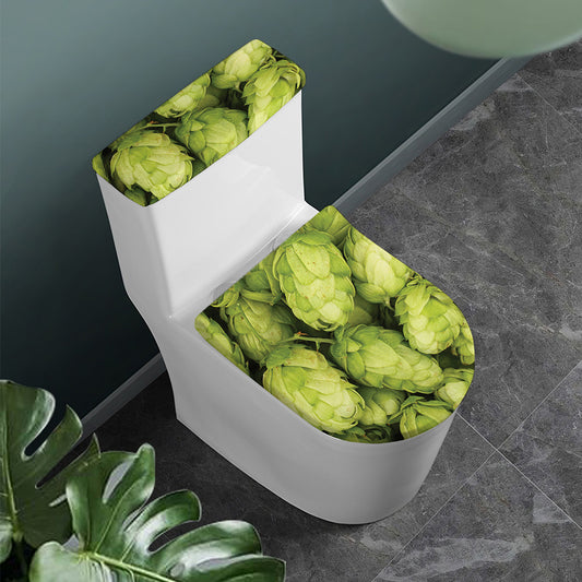 Fresh Hop Cone Print Toilet Lid And Tank Cover Set
