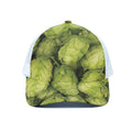 Fresh Hop Cone Print White Mesh Trucker Hat