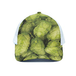 Fresh Hop Cone Print White Mesh Trucker Cap