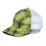 Fresh Hop Cone Print White Mesh Trucker Cap