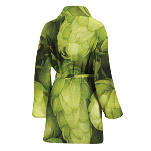 Fresh Hop Cone Print Women's Bathrobe