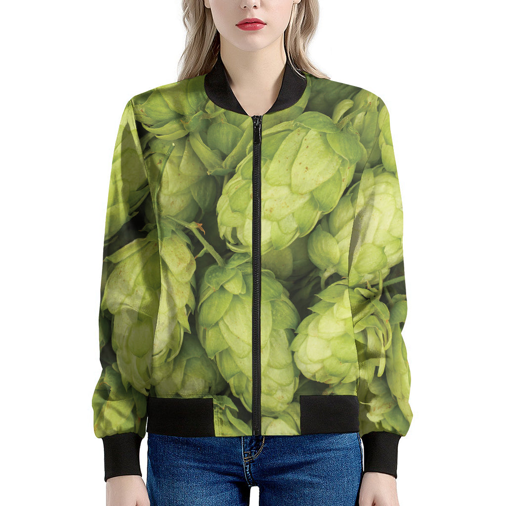 Fresh Hop Cone Print Women's Bomber Jacket