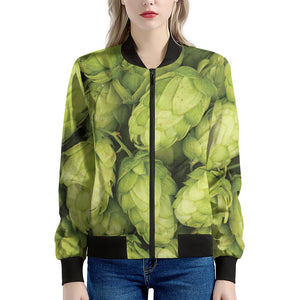 Fresh Hop Cone Print Women's Bomber Jacket