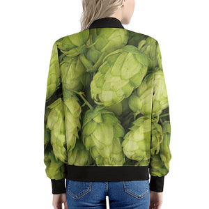 Fresh Hop Cone Print Women's Bomber Jacket