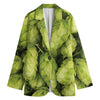 Fresh Hop Cone Print Women's Cotton Blazer