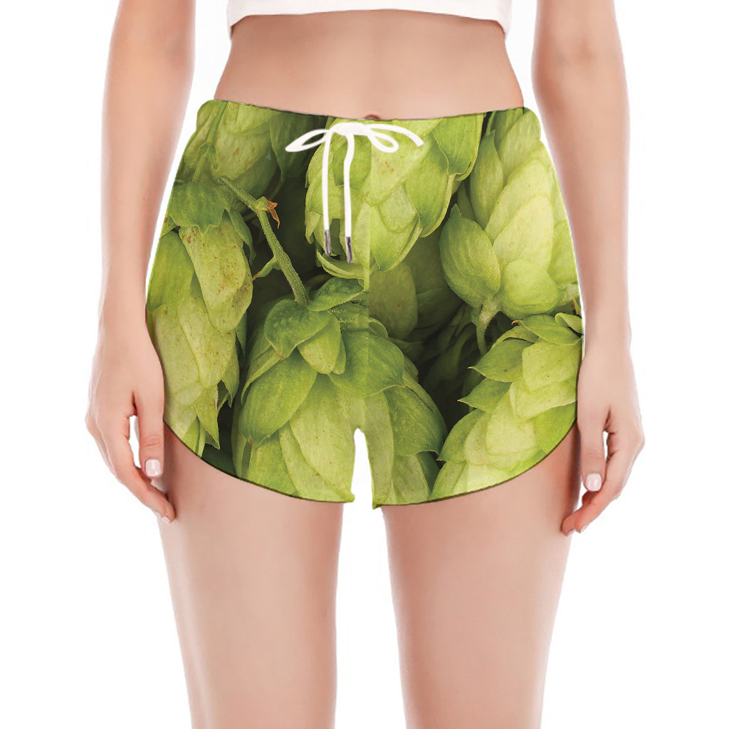 Fresh Hop Cone Print Women's Split Running Shorts