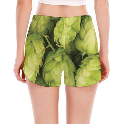 Fresh Hop Cone Print Women's Split Running Shorts