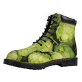 Fresh Hop Cone Print Padded Collar Lace Up Boots