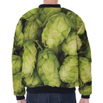 Fresh Hop Cone Print Zip Sleeve Bomber Jacket