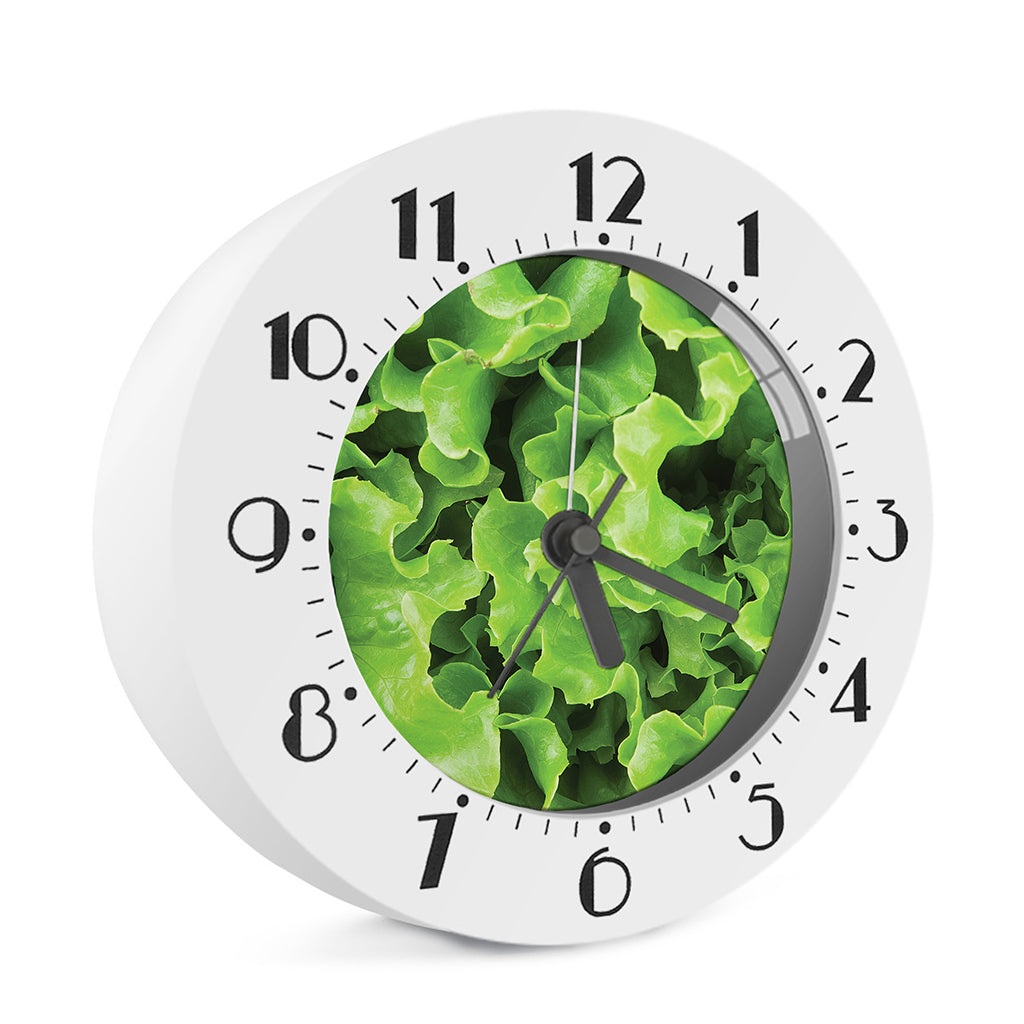 Fresh Lettuce Leaves Print Alarm Clock