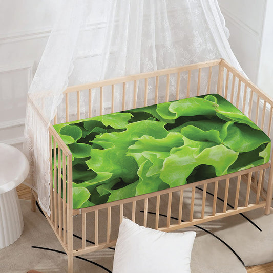 Fresh Lettuce Leaves Print Baby Crib Sheet
