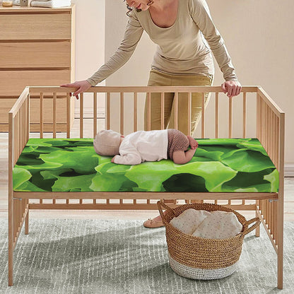 Fresh Lettuce Leaves Print Baby Crib Sheet