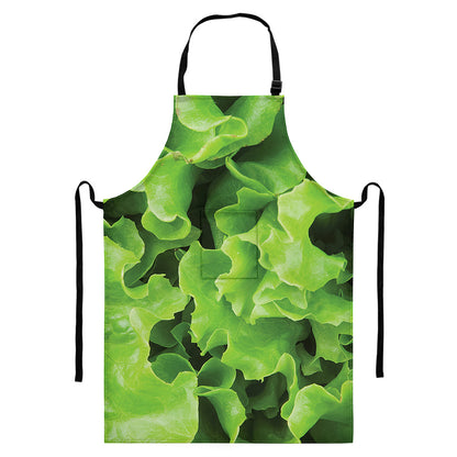 Fresh Lettuce Leaves Print Bib Apron With Pocket