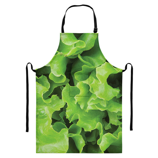 Fresh Lettuce Leaves Print Bib Apron With Pocket