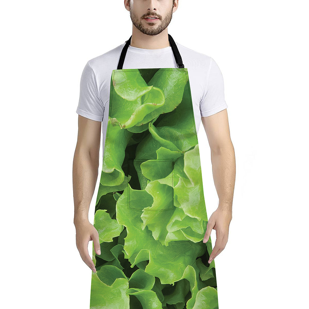 Fresh Lettuce Leaves Print Bib Apron With Pocket