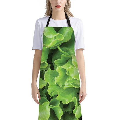 Fresh Lettuce Leaves Print Bib Apron With Pocket