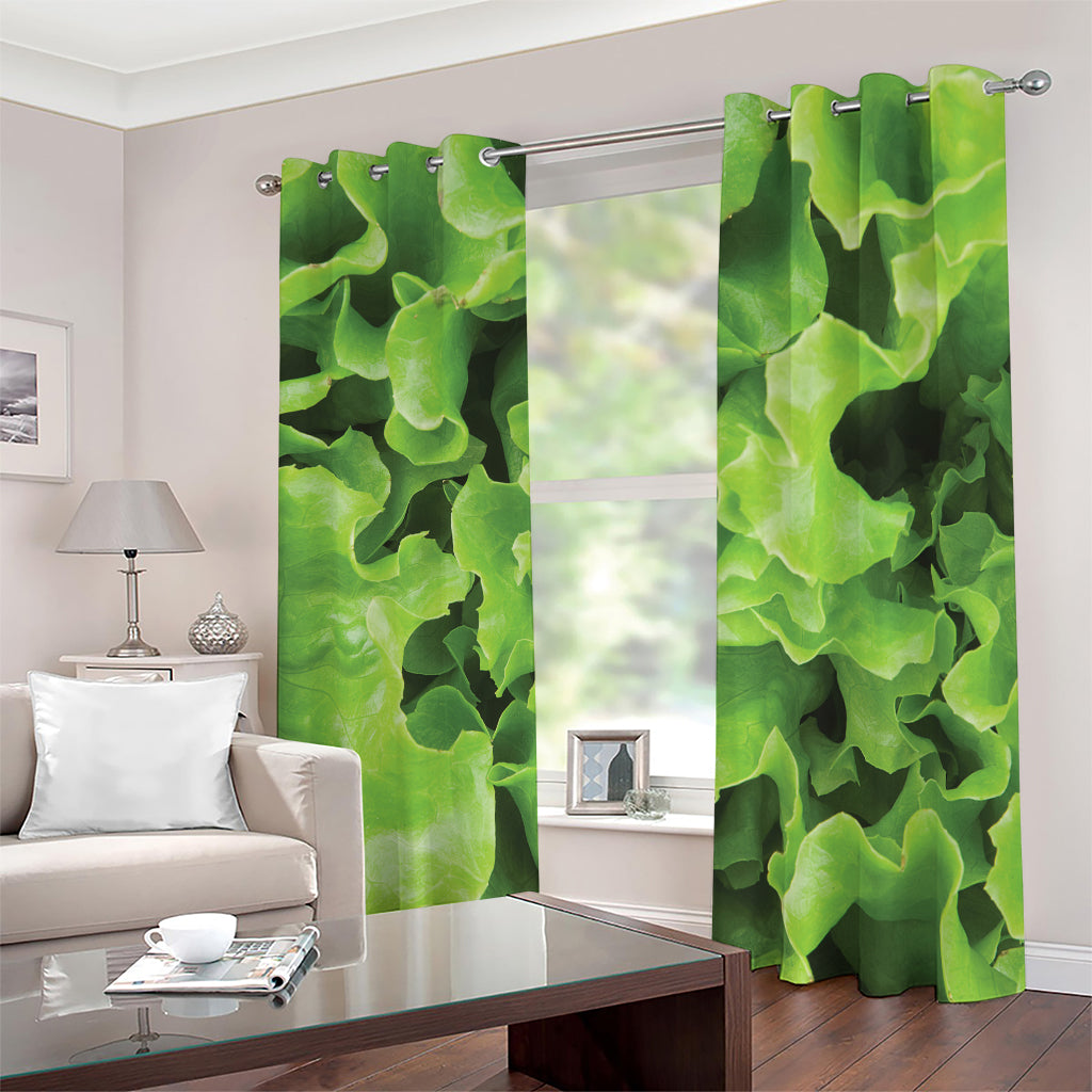 Fresh Lettuce Leaves Print Blackout Grommet Curtains