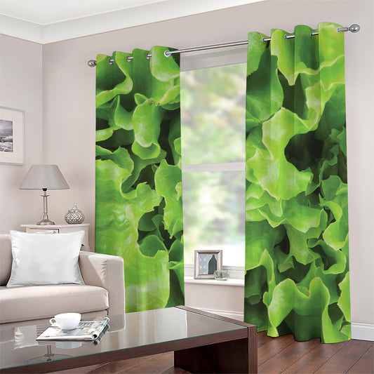 Fresh Lettuce Leaves Print Blackout Grommet Curtains