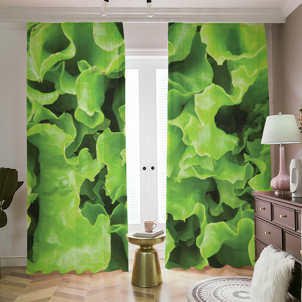 Fresh Lettuce Leaves Print Blackout Pencil Pleat Curtains