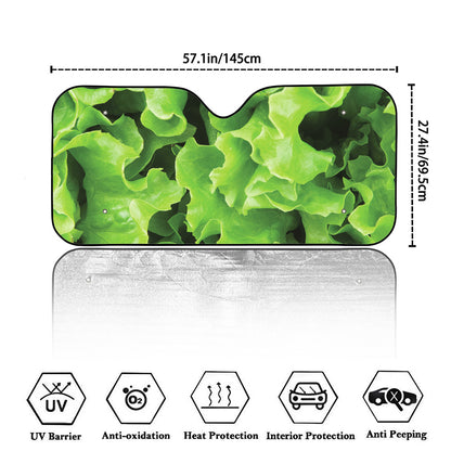 Fresh Lettuce Leaves Print Car Windshield Sun Shade