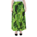 Fresh Lettuce Leaves Print Chiffon Maxi Skirt