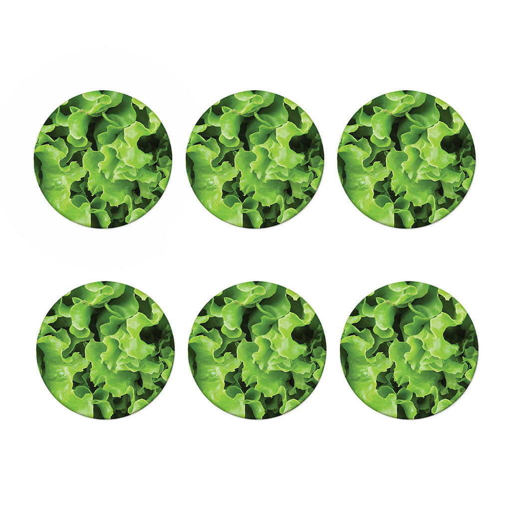 Fresh Lettuce Leaves Print Coaster Set