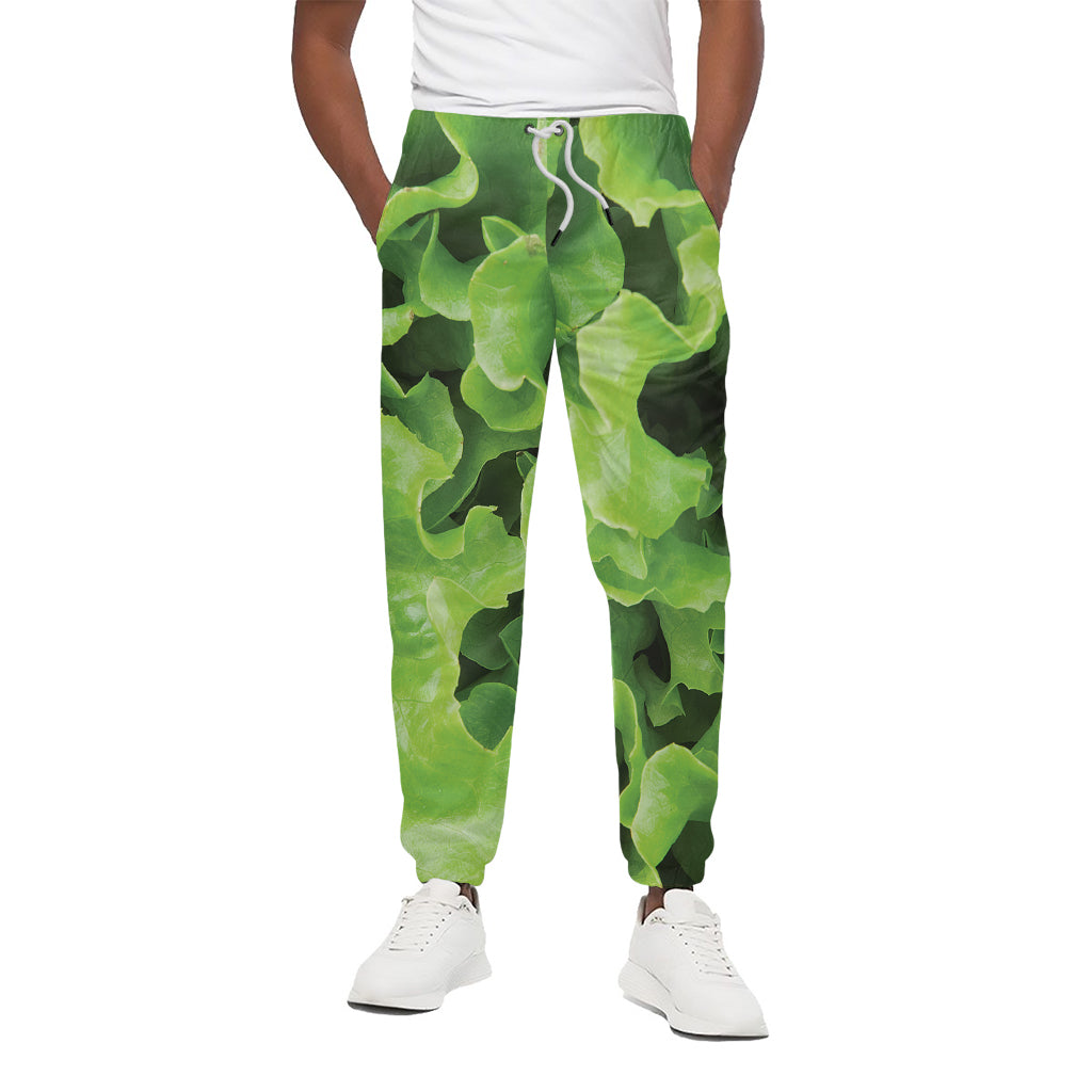 Fresh Lettuce Leaves Print Cotton Pants