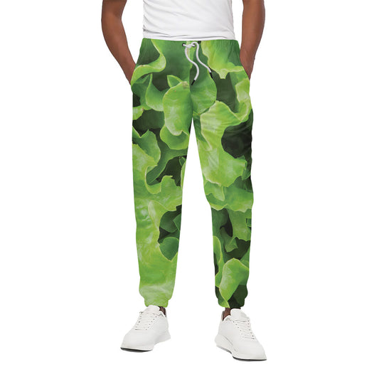 Fresh Lettuce Leaves Print Cotton Pants
