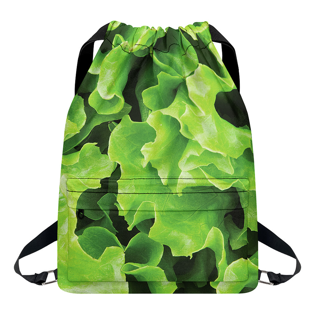 Fresh Lettuce Leaves Print Drawstring Backpack