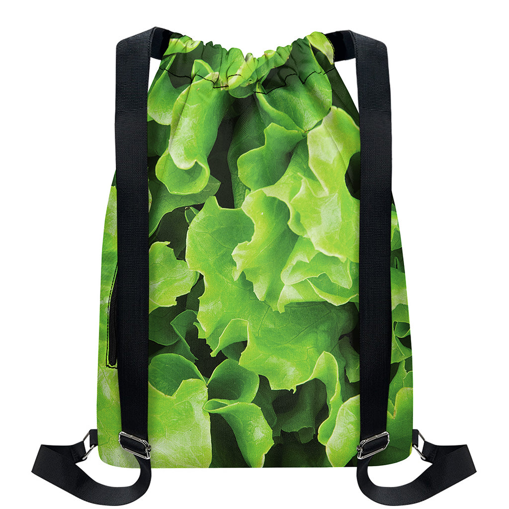 Fresh Lettuce Leaves Print Drawstring Backpack