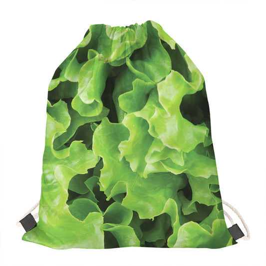 Fresh Lettuce Leaves Print Drawstring Bag