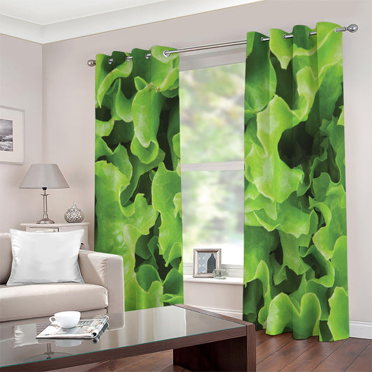 Fresh Lettuce Leaves Print Extra Wide Grommet Curtains