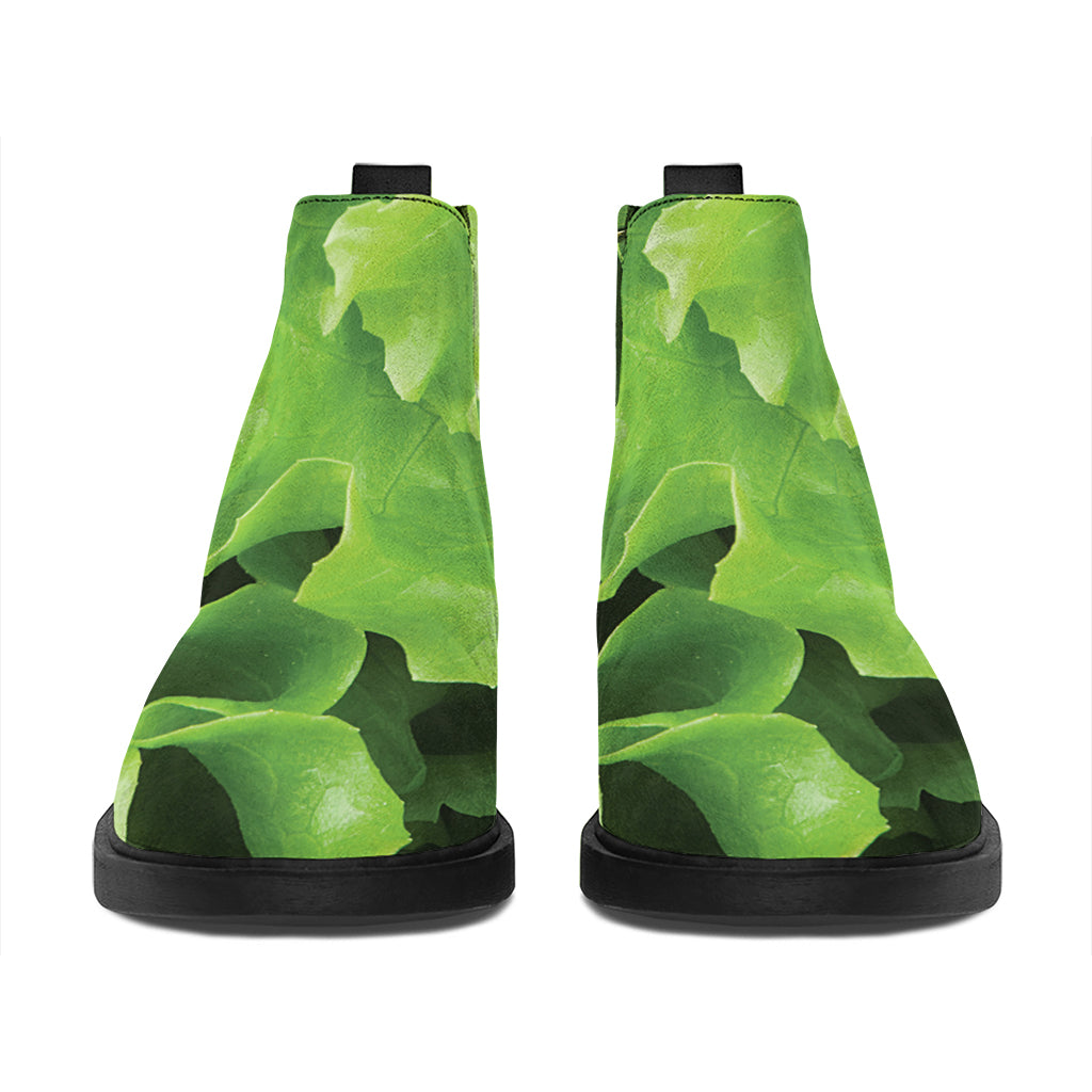 Fresh Lettuce Leaves Print Flat Ankle Boots