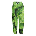Fresh Lettuce Leaves Print Fleece Lined Knit Pants