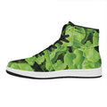 Fresh Lettuce Leaves Print High Top Leather Sneakers