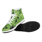 Fresh Lettuce Leaves Print High Top Leather Sneakers