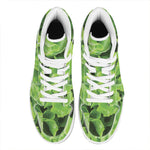 Fresh Lettuce Leaves Print High Top Leather Sneakers