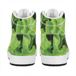 Fresh Lettuce Leaves Print High Top Leather Sneakers