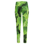 Fresh Lettuce Leaves Print High-Waisted Pocket Leggings