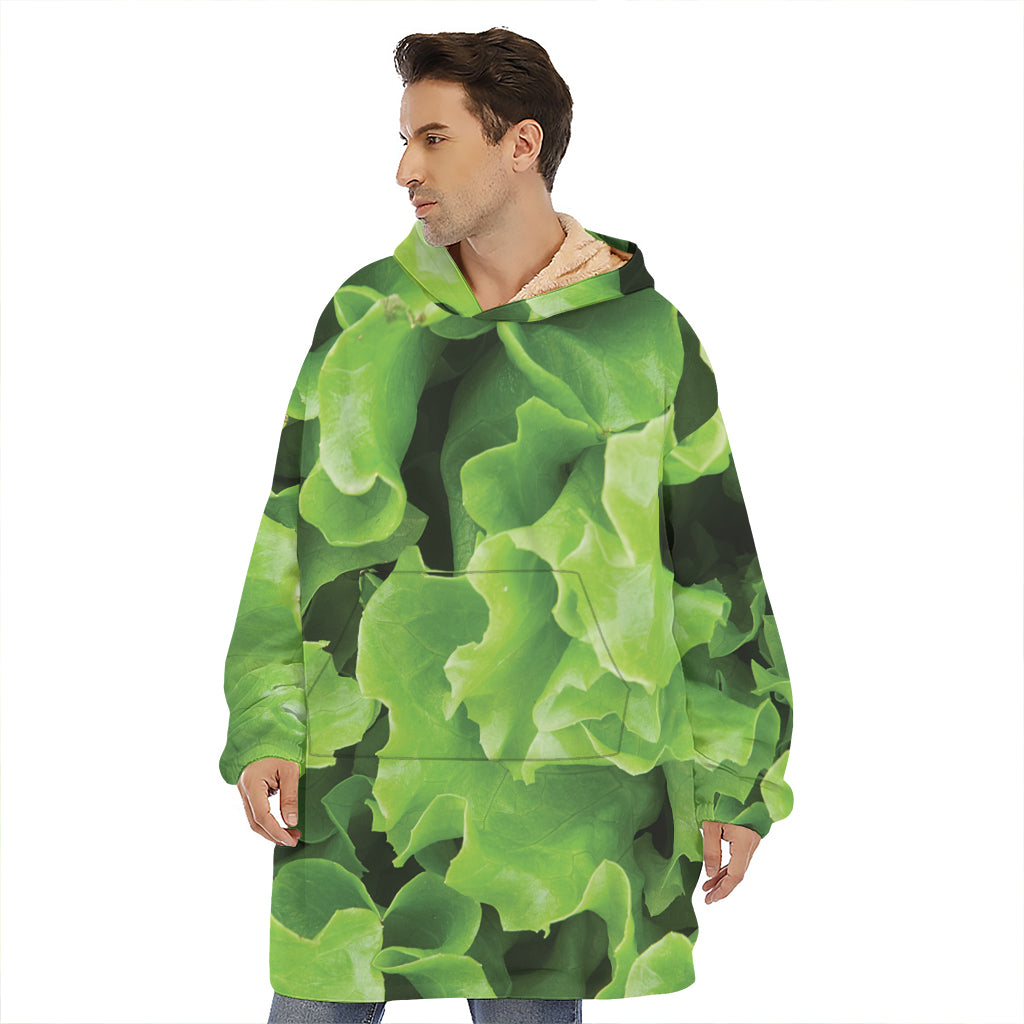 Fresh Lettuce Leaves Print Hoodie Blanket