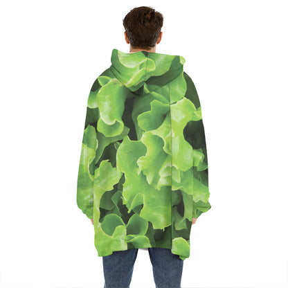 Fresh Lettuce Leaves Print Hoodie Blanket