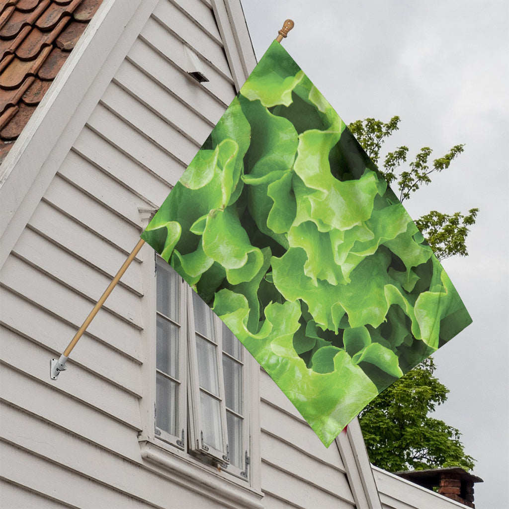 Fresh Lettuce Leaves Print House Flag