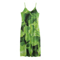 Fresh Lettuce Leaves Print Jersey Midi Cami Dress