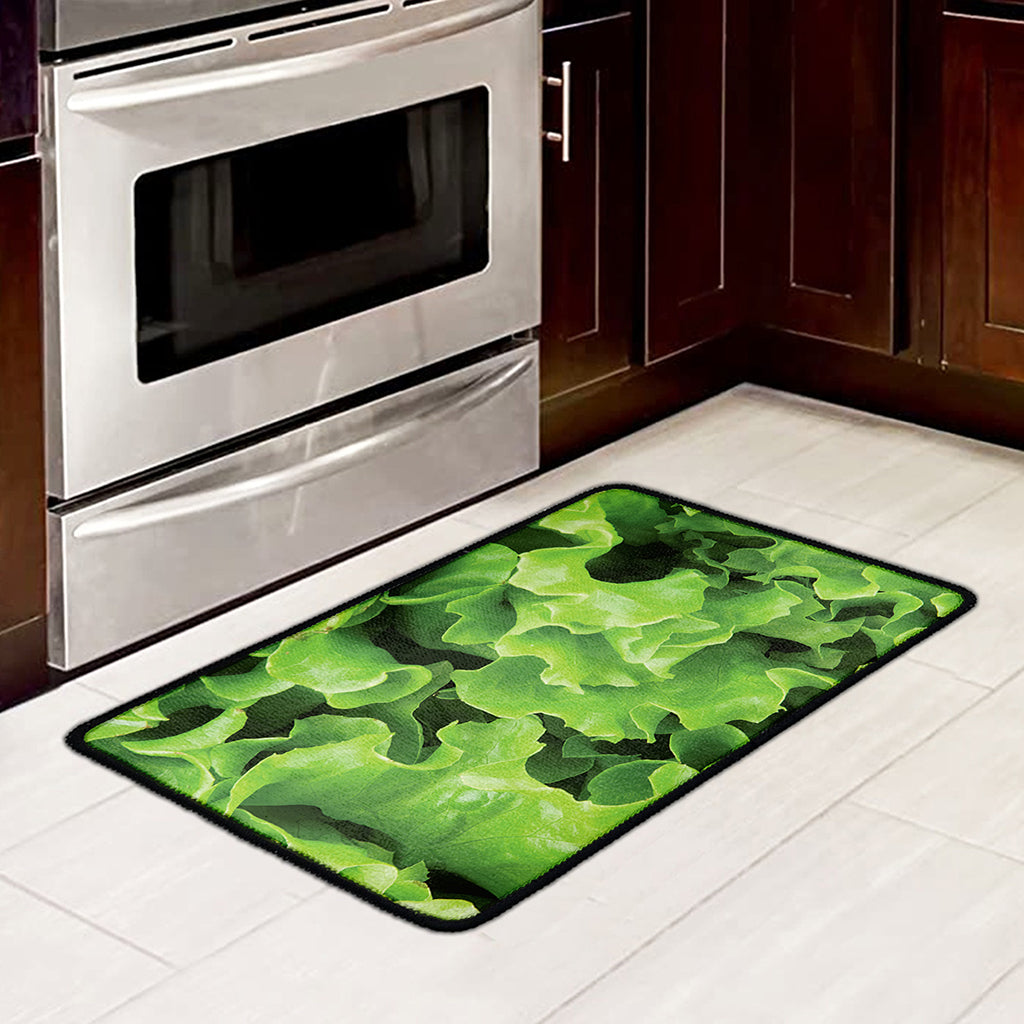 Fresh Lettuce Leaves Print Kitchen Mat